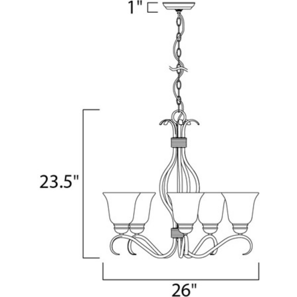Satin Nickel Single-Tier Chandelier Ceiling Light in Frosted - Picture 5 of 5